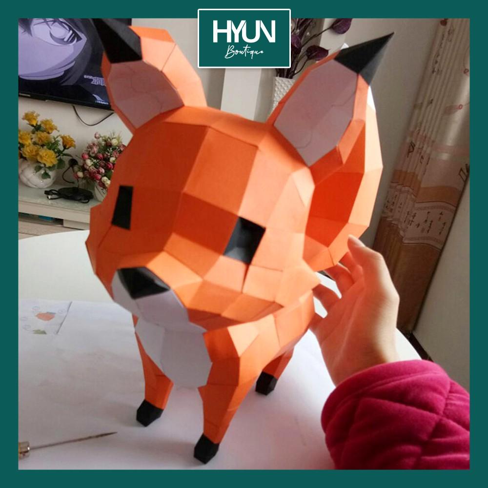 Bộ Mô Hình Giấy Tự Làm Baby Fox Dễ Thương Papercraft 3D - Trang trí- DIY