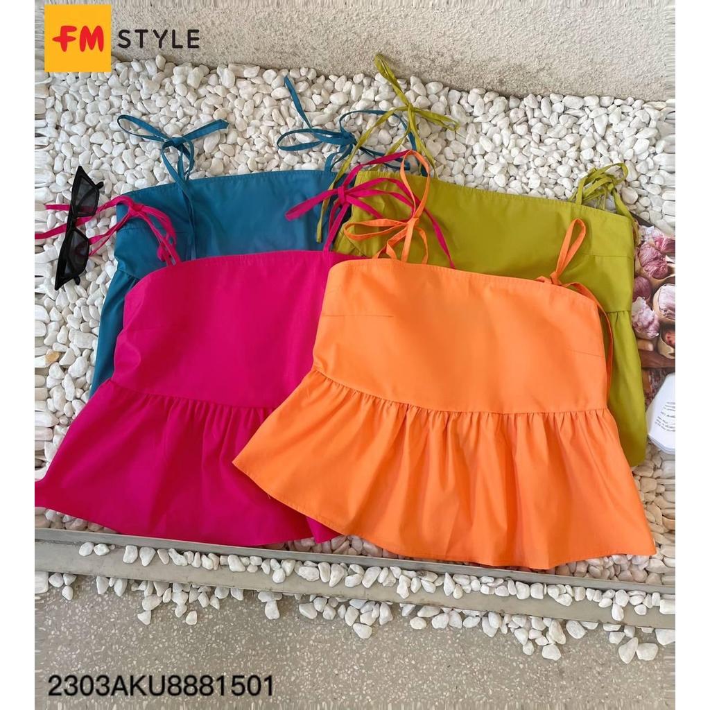 Áo hai dây nữ dáng babydoll Fmstyle màu sắc sặc sỡ trendy chất thô thích hợp đi biển cho mùa hè 23030930