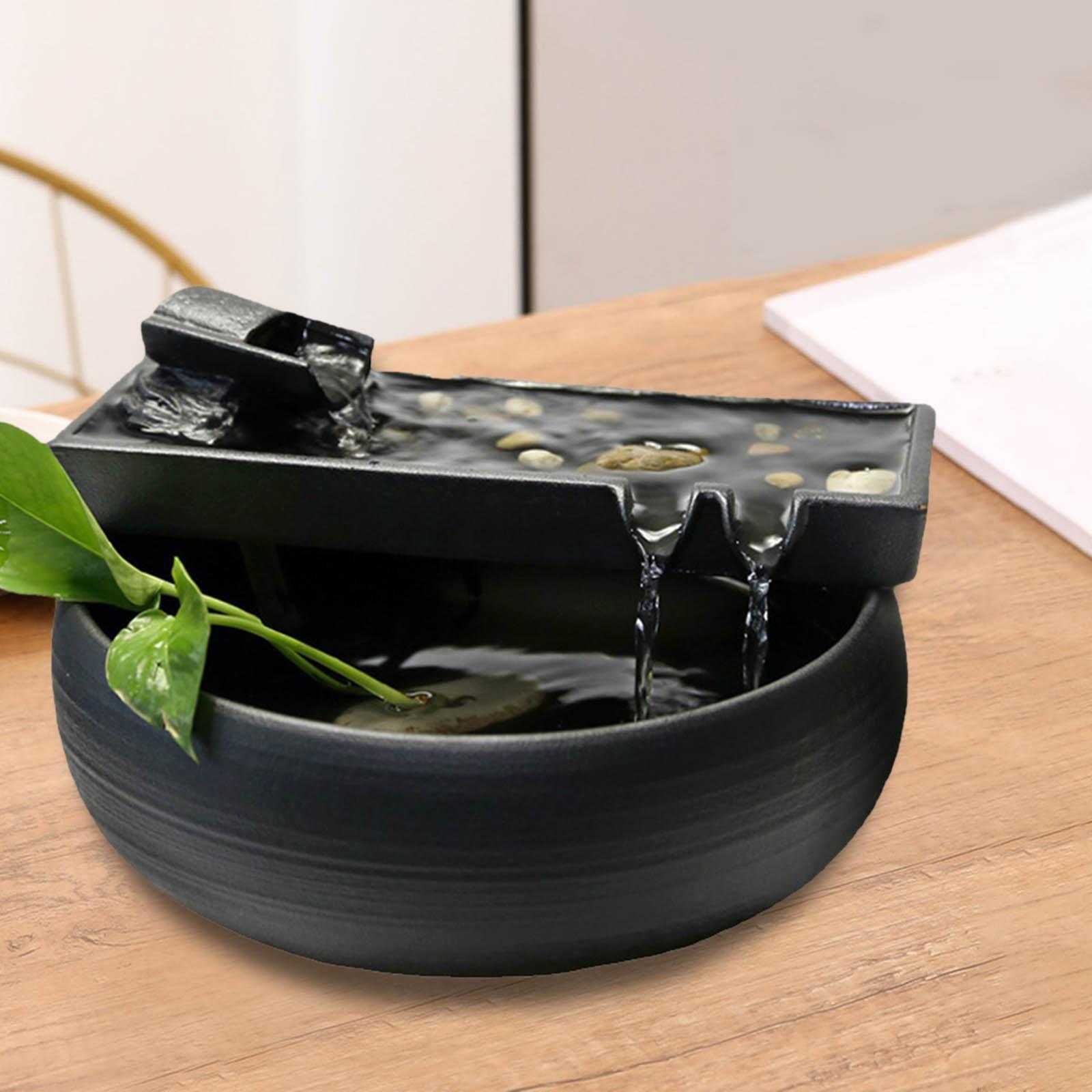 Ceramic Tabletop Fountain Calming Soothing Relaxation Fountain Waterfall Fish Tank Desktop Fountain office and home decor Ornament