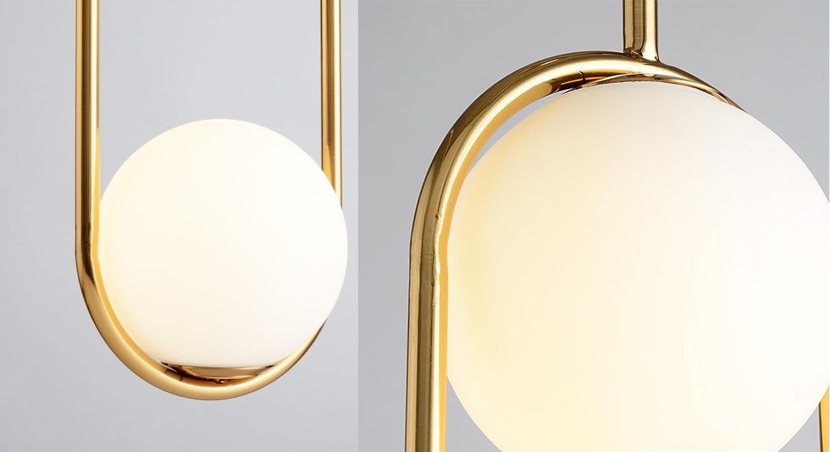 Đèn thả ZATEM chao thủy tinh địa cầu, khung mạ vàng hình Elip 2 đầu độc đáo - kèm bóng LED chuyên dụng .