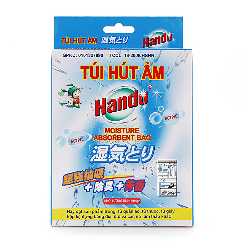 Hộp 5 túi hút ẩm khử mùi hương thơm Hando (50g/túi)