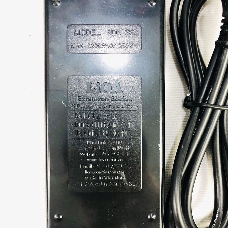 Ổ Cắm Điện LioA 3DN3S (250V - 10A, 3 ổ DN, 3 ổ S, Dây Dài 3 Mét) GNG
