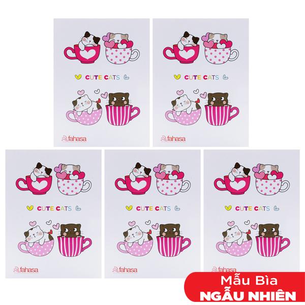 Combo 5 Tập Học Sinh Kẻ Ngang 200 Trang 70gsm - Cute Cats FAHASA Mẫu Bao Bìa Ngẫu Nhiên