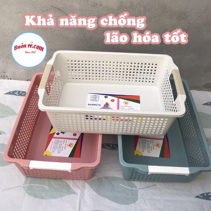 Rổ chữ nhật 2 size (1197-1198) có quai cầm nhựa Việt Nhật, Khay chữ nhật đựng tài liệu, đồ dùng văn phòng đa năng -01371