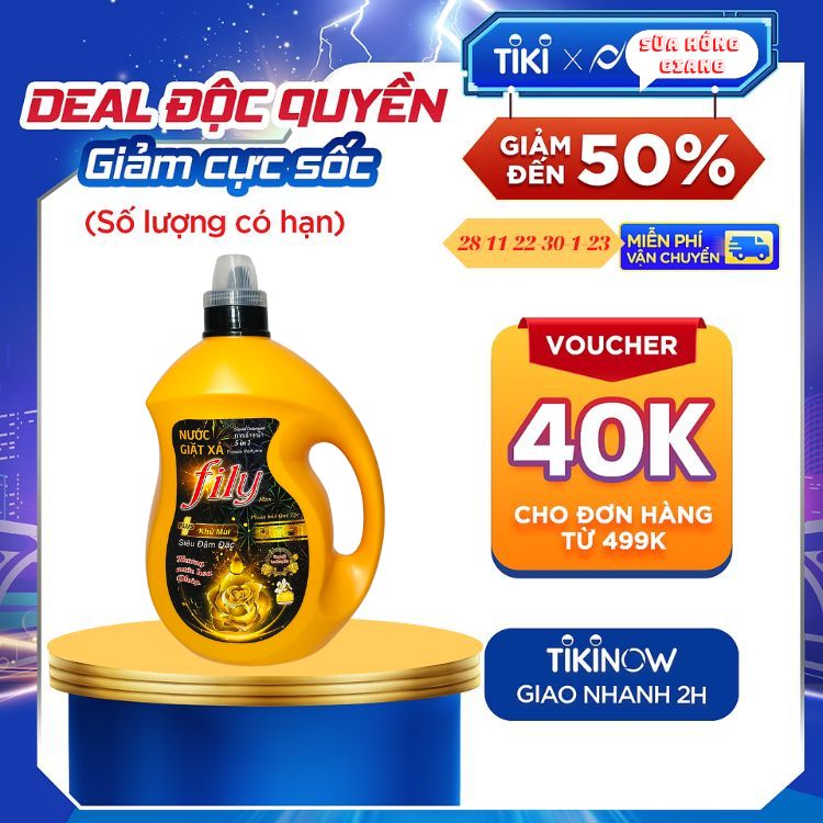 Nước Giặt Xả FILY vàng 3,5 Lít Dùng Cho Máy Giặt Cửa Ngang - Cửa Trên,Lưu Hương Thơm Lâu.