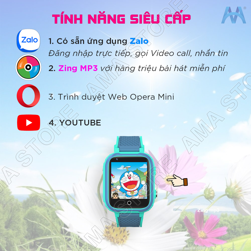 Đồng hồ Thông minh Trẻ em Gắn sim Định vị GPS có ZaIo Google dịch Translate Youtube Zing Mp3 Whatsapp Line Nghe gọi Nhắn tin SMS kết nối Wifi 4G tai nghe loa Bluetooth AMA Smart watch LT21 Android 2023 Hàng nhập khẩu