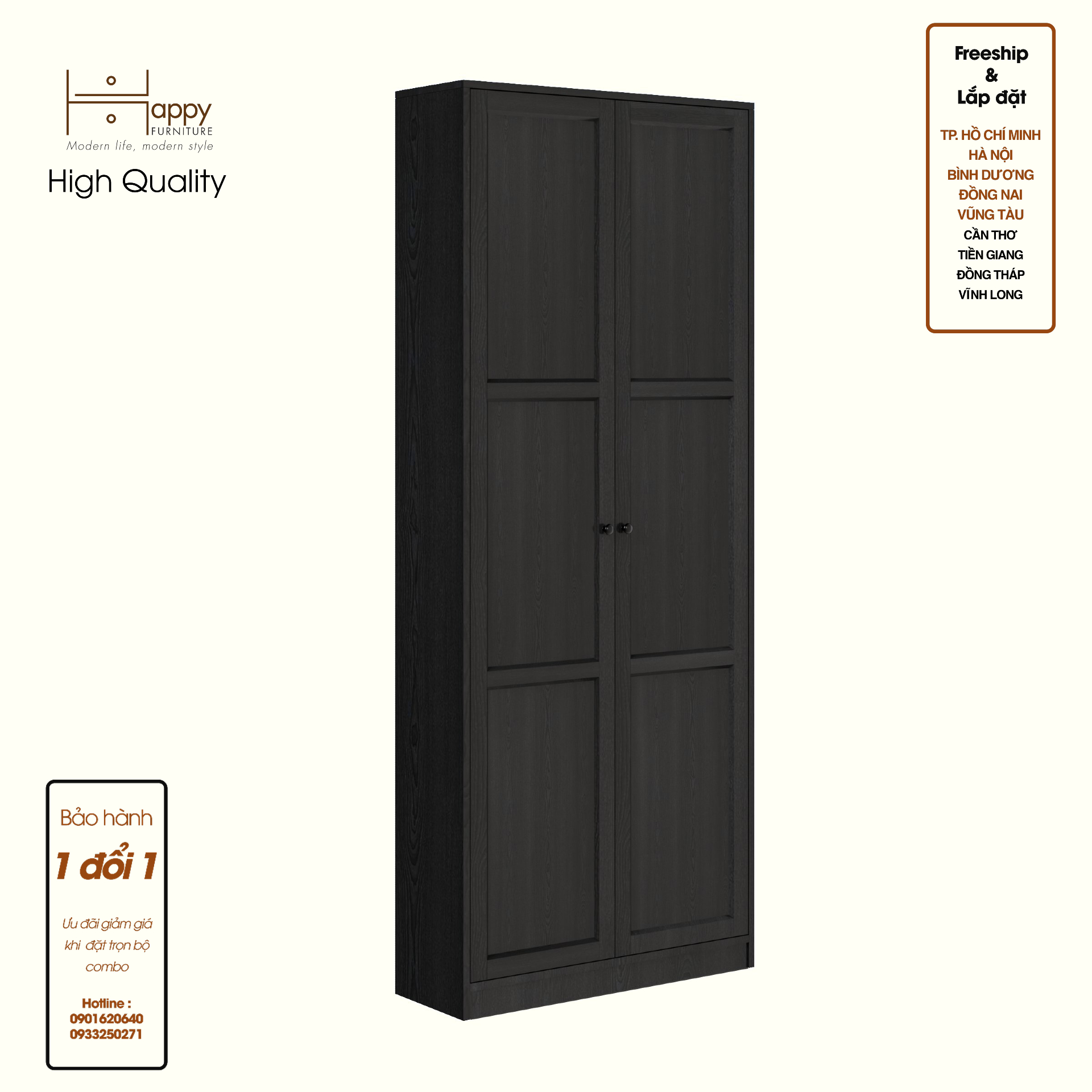 HAPPY FURNITURE , MATTA - Kệ sách 6 tầng 2 cánh mở, KSA_065 , 80cm x 28cm x 200cm DxRxC