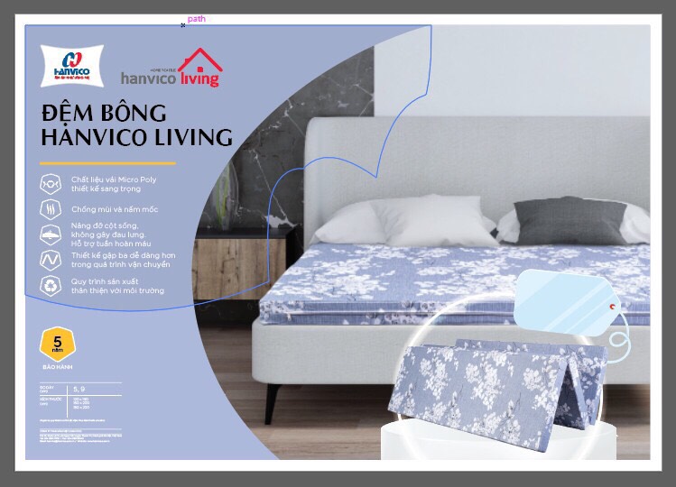 ĐỆM BÔNG ÉP HANVICO LIVING CHỐNG KHUẨN