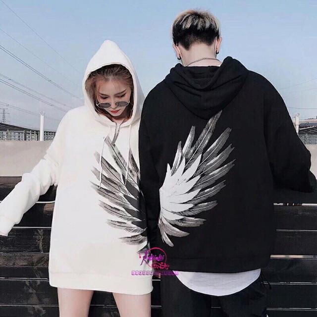 Áo hoodie nam nữ in cánh chim ghép đôi