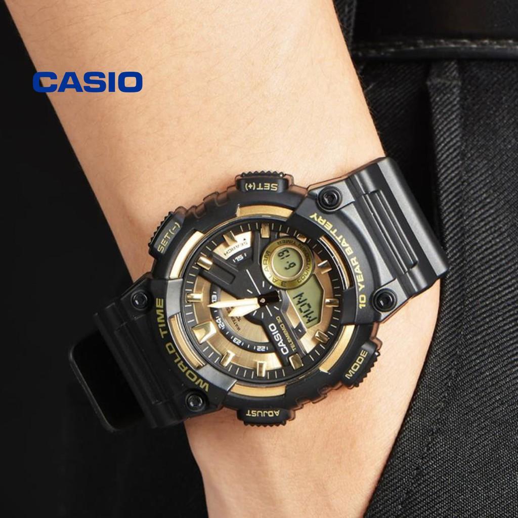 Đồng Hồ Nam Casio Worldtime AEQ-110BW-9A Chính Hãng - Pin 10 Năm - Chống nước 10m bơi lội