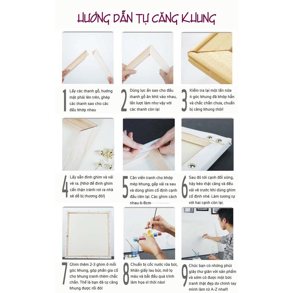 (Loại Khung dày 2.5cm) Tranh sơn dầu số hóa cô gái nghệ thuật size 40x60cm có kèm khung và đầy đủ phụ kiện