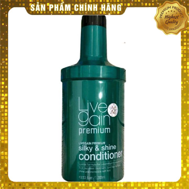 Dầu xả tóc Livegain Premium Silky &amp; Shine Hair Pack suôn mượt nước hoa Hàn Quốc 1200ml