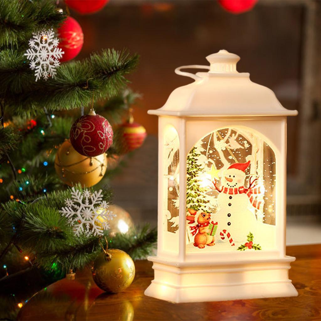 Christmas Lantern  Ornaments Snowman for Desktop Fireplace Xmas White