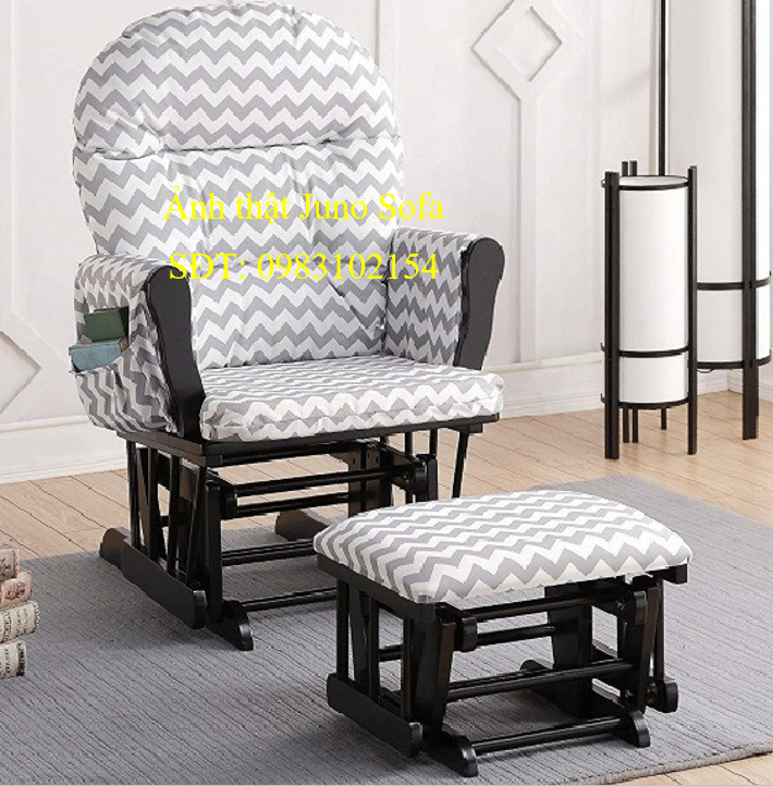 Ghế lắc thư giãn Rocking chair Juno Sofa Màu Nâu Nệm sọc W