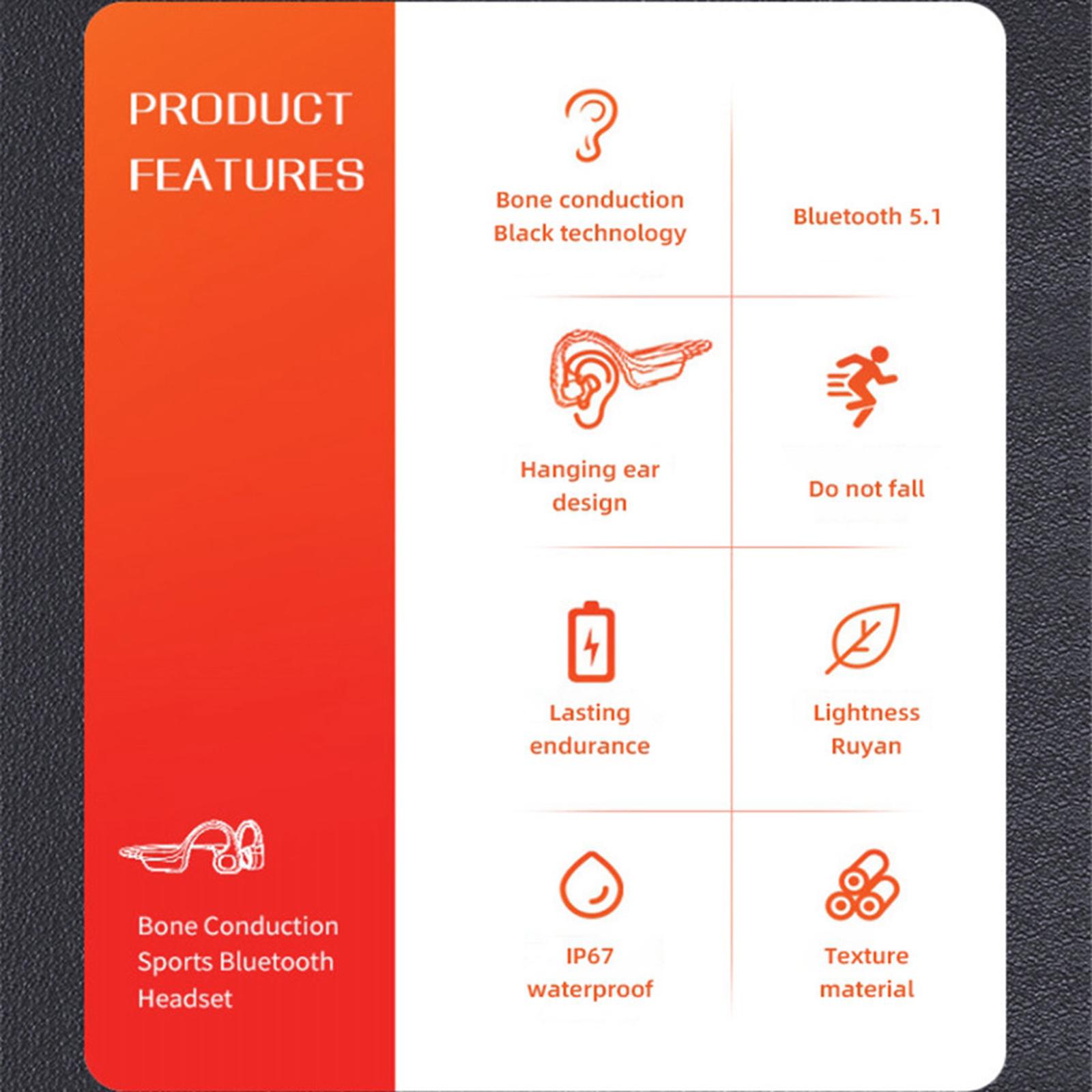 Ear-hook Wireless Bluetooth Headphones Bone Conduction Sport Driving