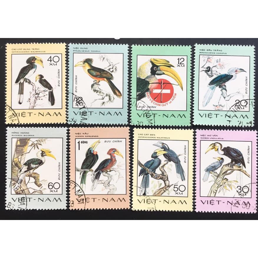 Bộ Tem Sưu Tầm Việt Nam Chủ Đề Bảo Vệ Các Loài Chim Quý Hiếm - 8 Con Stamps