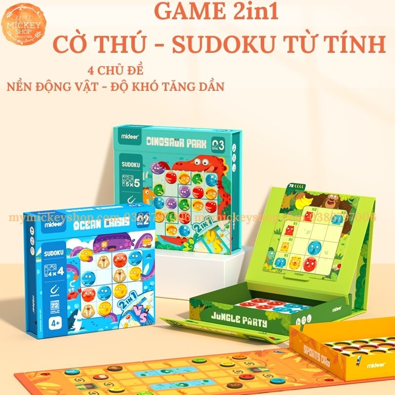 Trò chơi Trí Tuệ Mideer Sudoku 2 trong 1 có 4 cấp độ cho bé từ 3 4 5 6 tuổi - Mideer sudoku 2 in 1