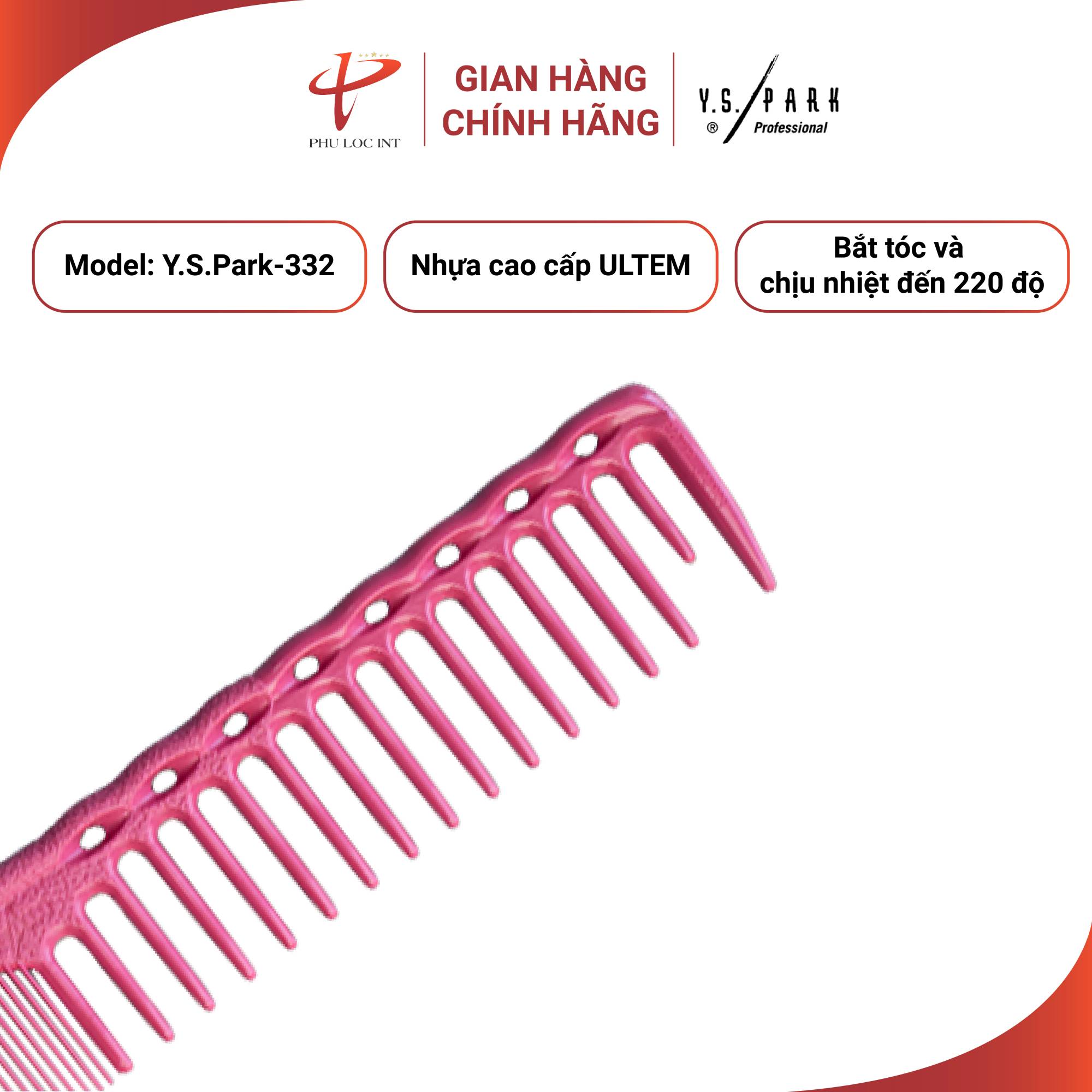 Lược cắt tóc nữ YS-332 chất liệu nhựa Ultem cao cấp chịu nhiệt 220 độ - Lược YS Park Professional nhập khẩu Nhật Bản