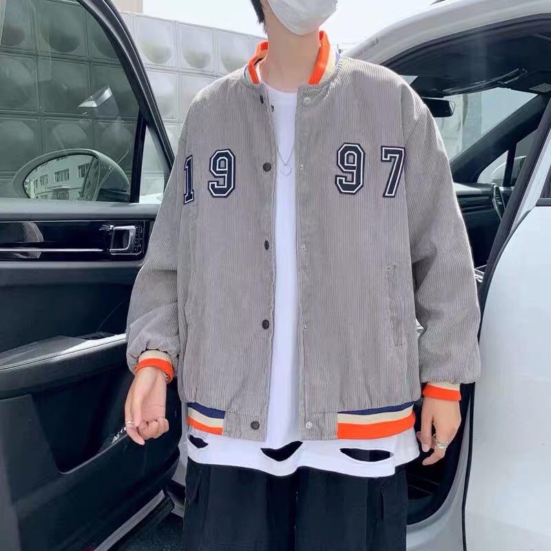 Áo khoác nhung, áo nhung bombo 1997 cúc bấm, Áo Khoác Bomber - Áo Khoác Nhung tăm Varsity UNCOVER Unisex Nam Nữ kèm video thật