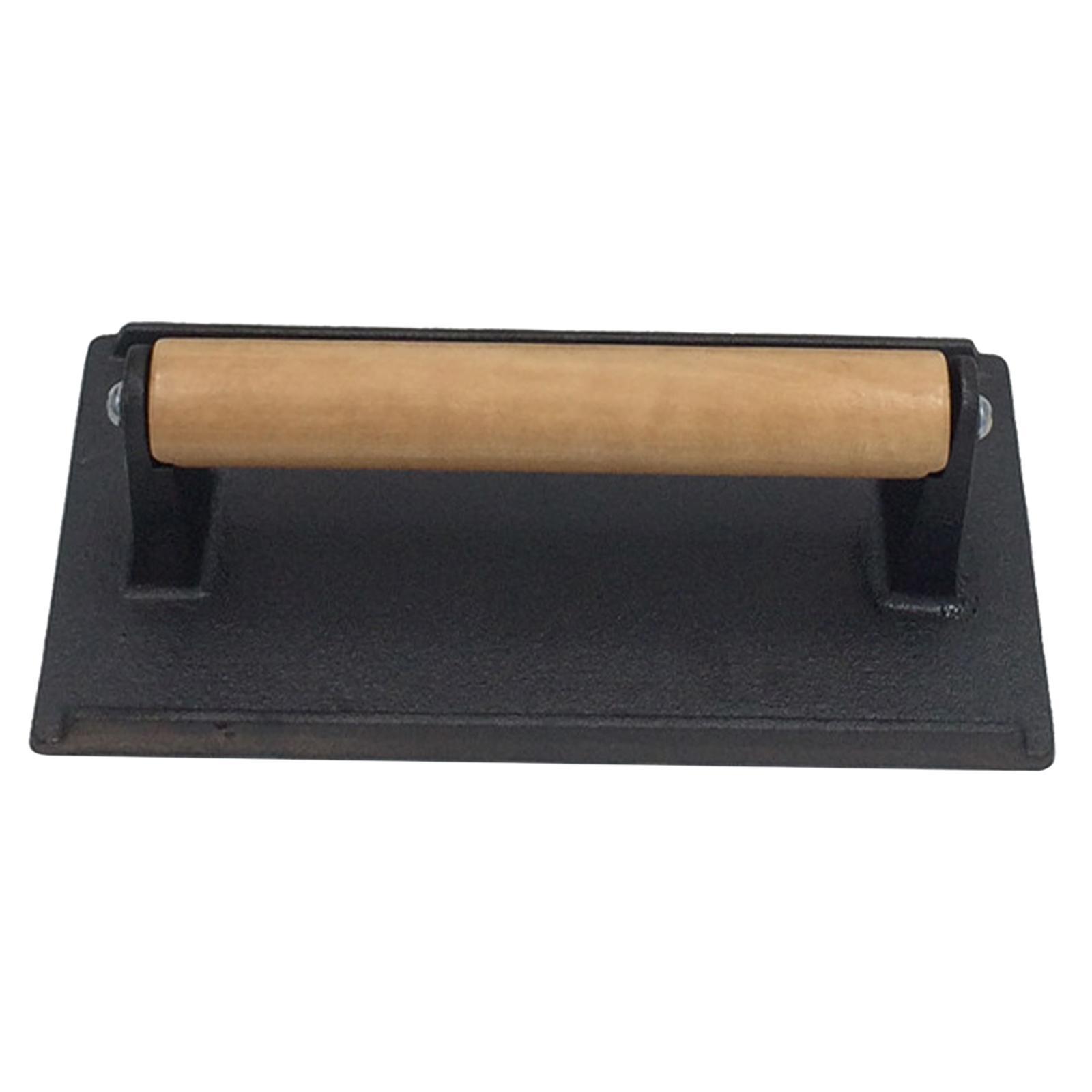 Cast Iron Grill Press Heavy Duty Rectangle Non Stick for Bacon BBQ Steak