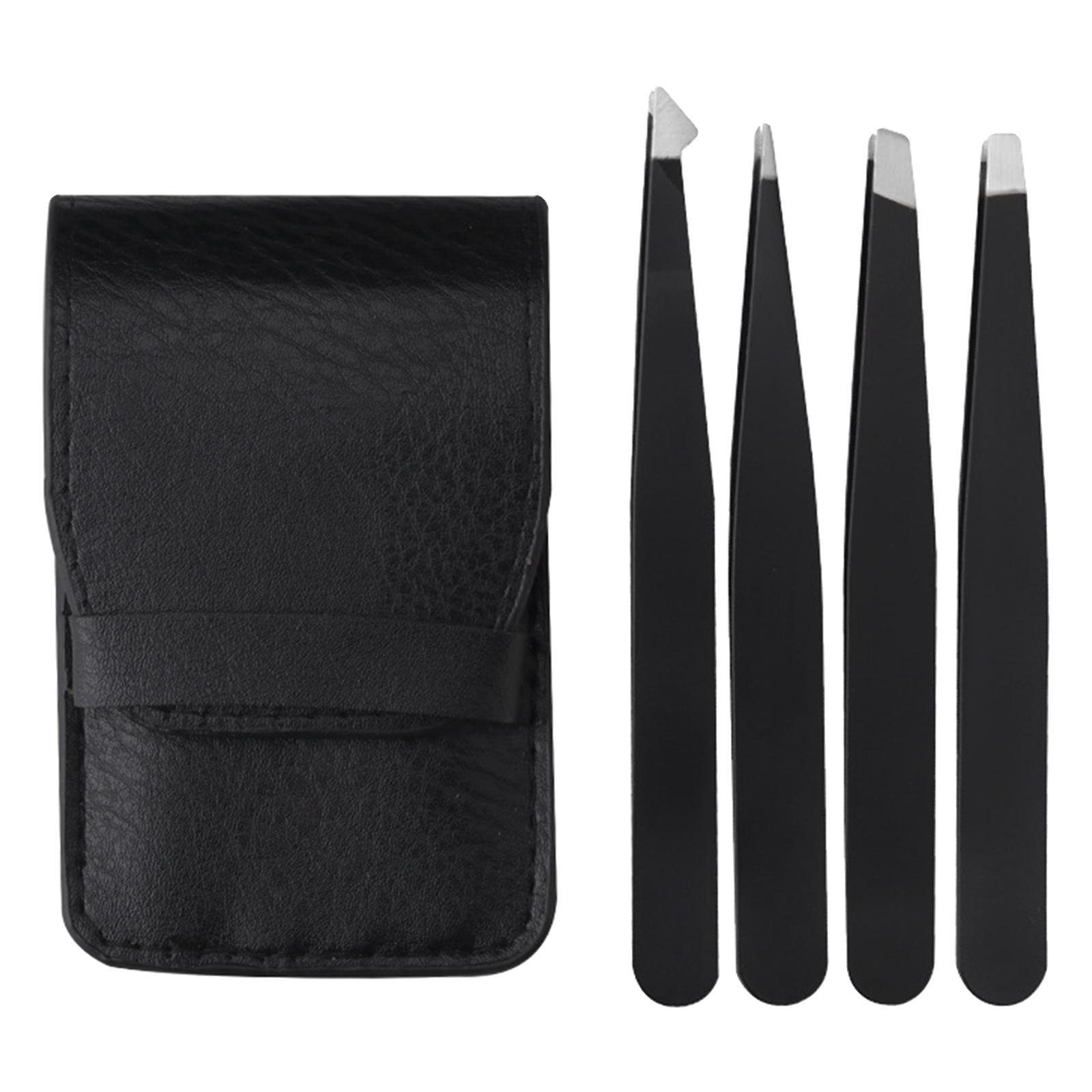 Fine Hairs Puller Stainless Steel Professional 4 in1 Slanted Black