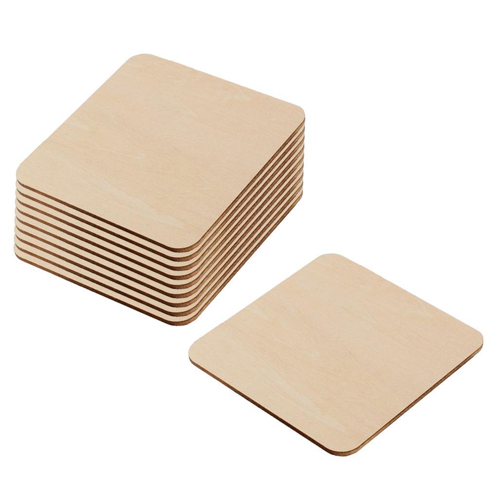 20x Blank Wood Natural Slices Wooden Squares Cutouts For DIY Crafts