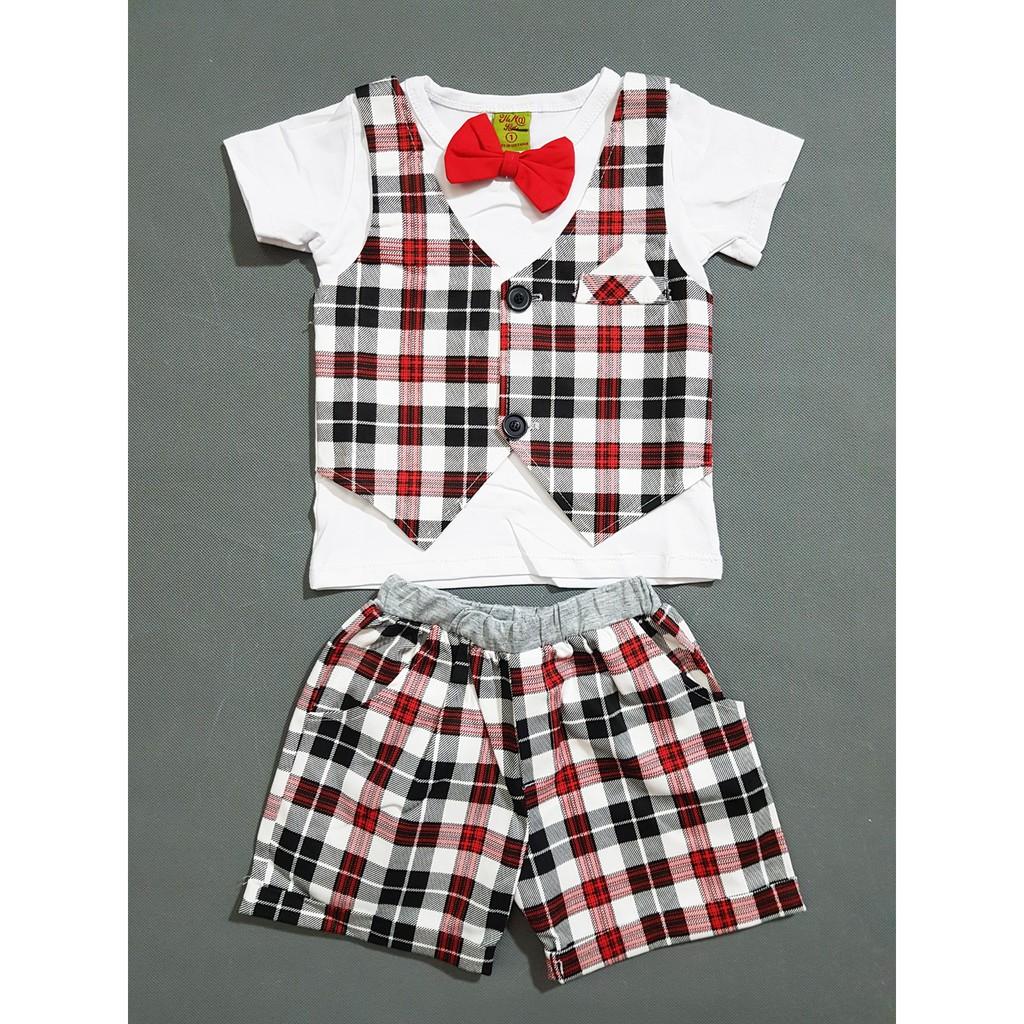 Bộ vest gile sọc caro lịch lãm cho bé trai nhỏ đi chơi