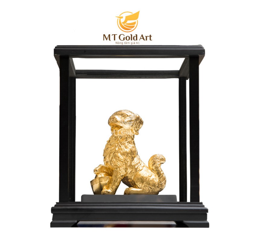 Tượng Hoàng Kim Tuất Dát Vàng 24K MT Gold Art- Hàng chính hãng, trang trí nhà cửa, phòng làm việc, quà tặng sếp, đối tác, khách hàng, tân gia, khai trương
