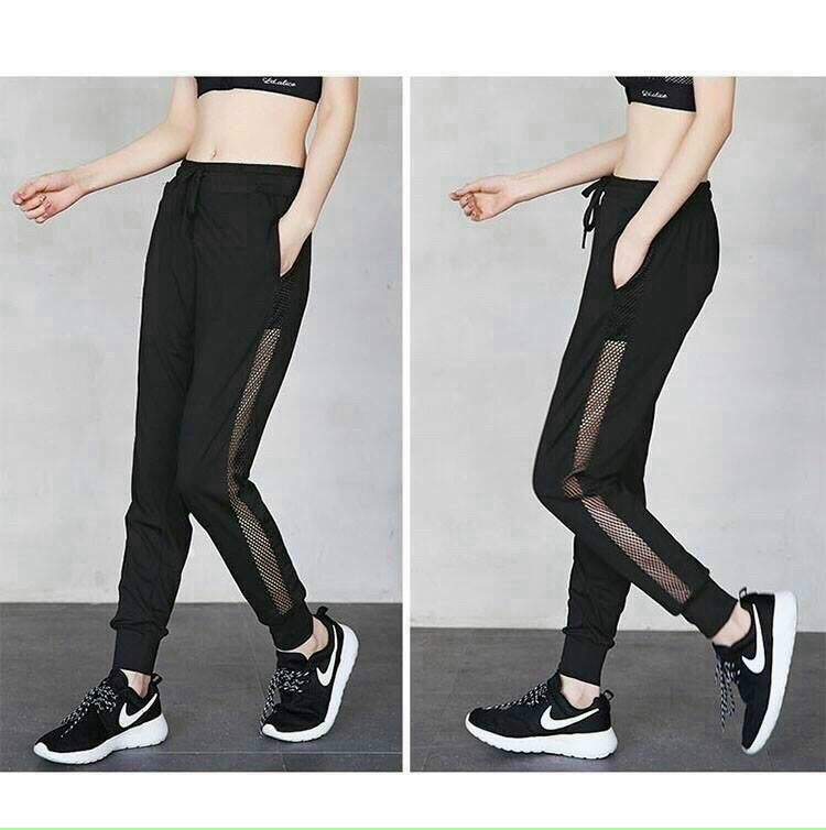 QUẦN JOGGER NỮ PHỐI LƯỚI 2 BÊN ỐNG QUẦN BO THỜI TRANG