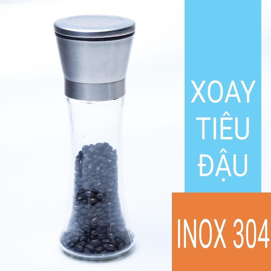 Dụng cụ xay tiêu cầm tay viền Inox 304 vặn vừa tay - cối xay tiêu cầm tay vặn Inox cao cấp - HOBBY XT2 -Hàng nhập khẩu