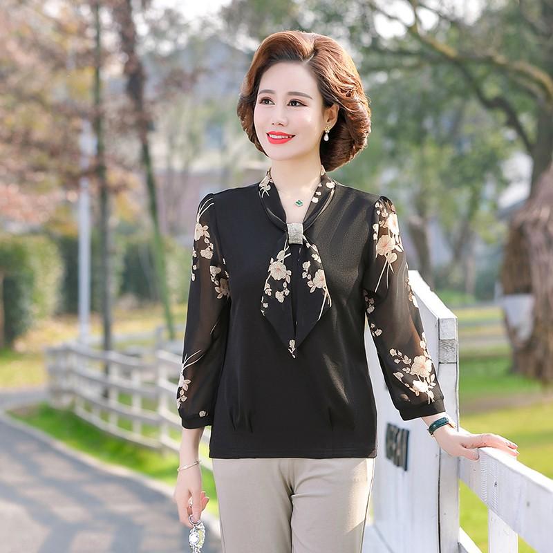 Áo Kiểu Nữ Trung Niên Dài Tay Sang Trọng SM56 - Hàng Quảng Châu Cao Cấp