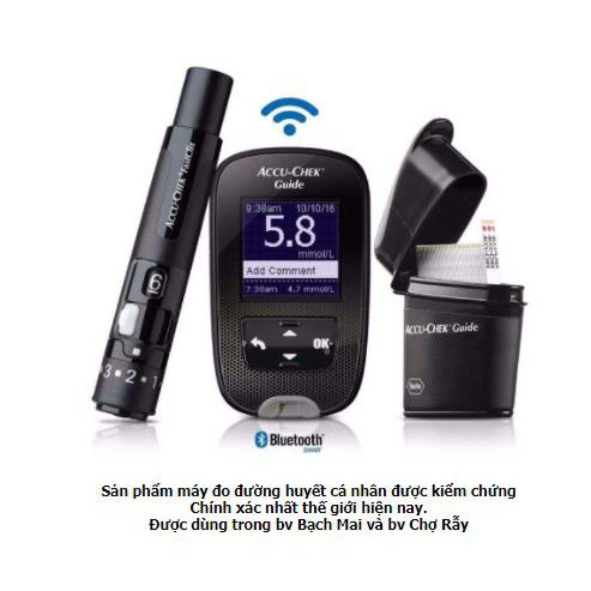Máy đo tiểu đường Accu-Chek Guide mmol/L kèm dụng cụ lấy máu FastClix & trụ 6 kim