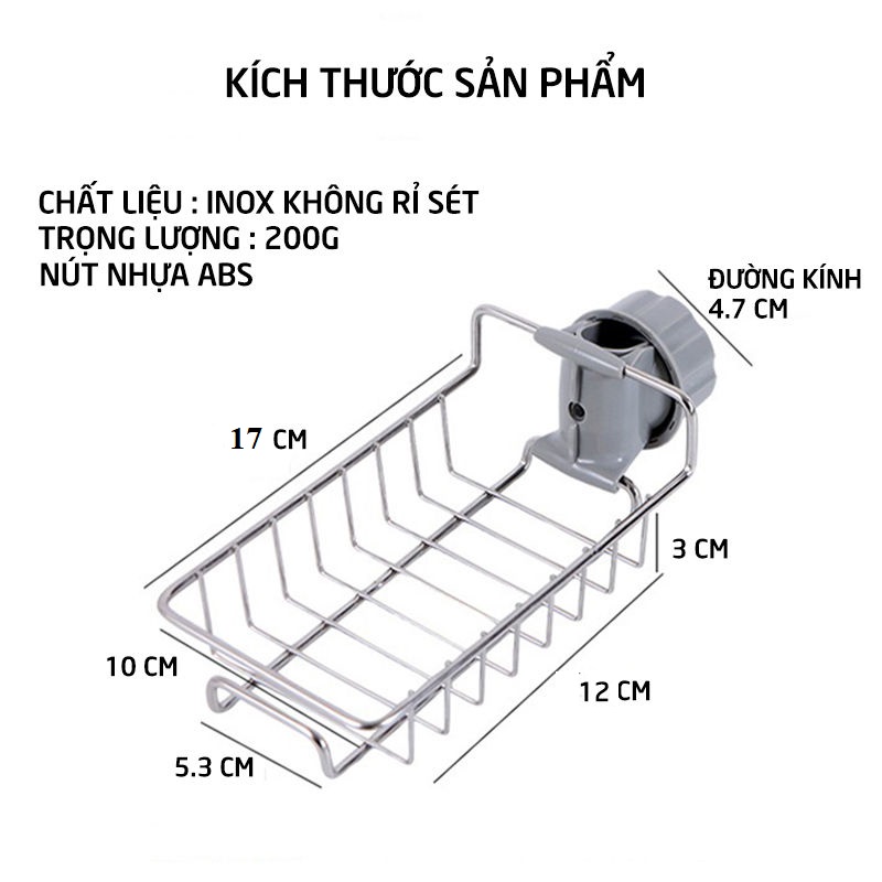 Giá để giẻ rửa bát inox gắn vòi rửa Latimax KRC6 điều chỉnh lên xuống tiện lợi