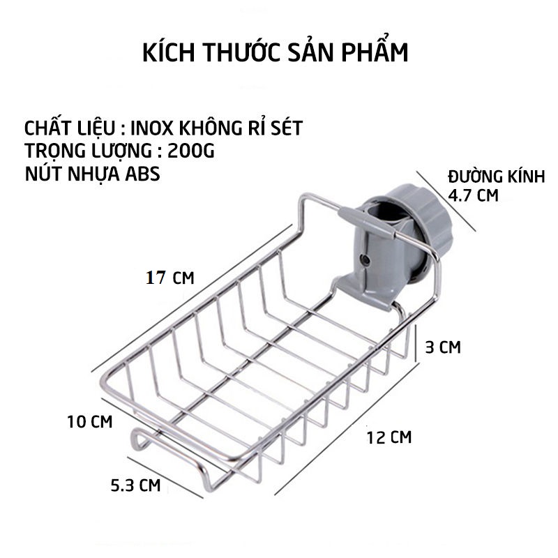 Giá để giẻ rửa bát inox gắn vòi rửa điều chỉnh lên xuống Latimax KRC5