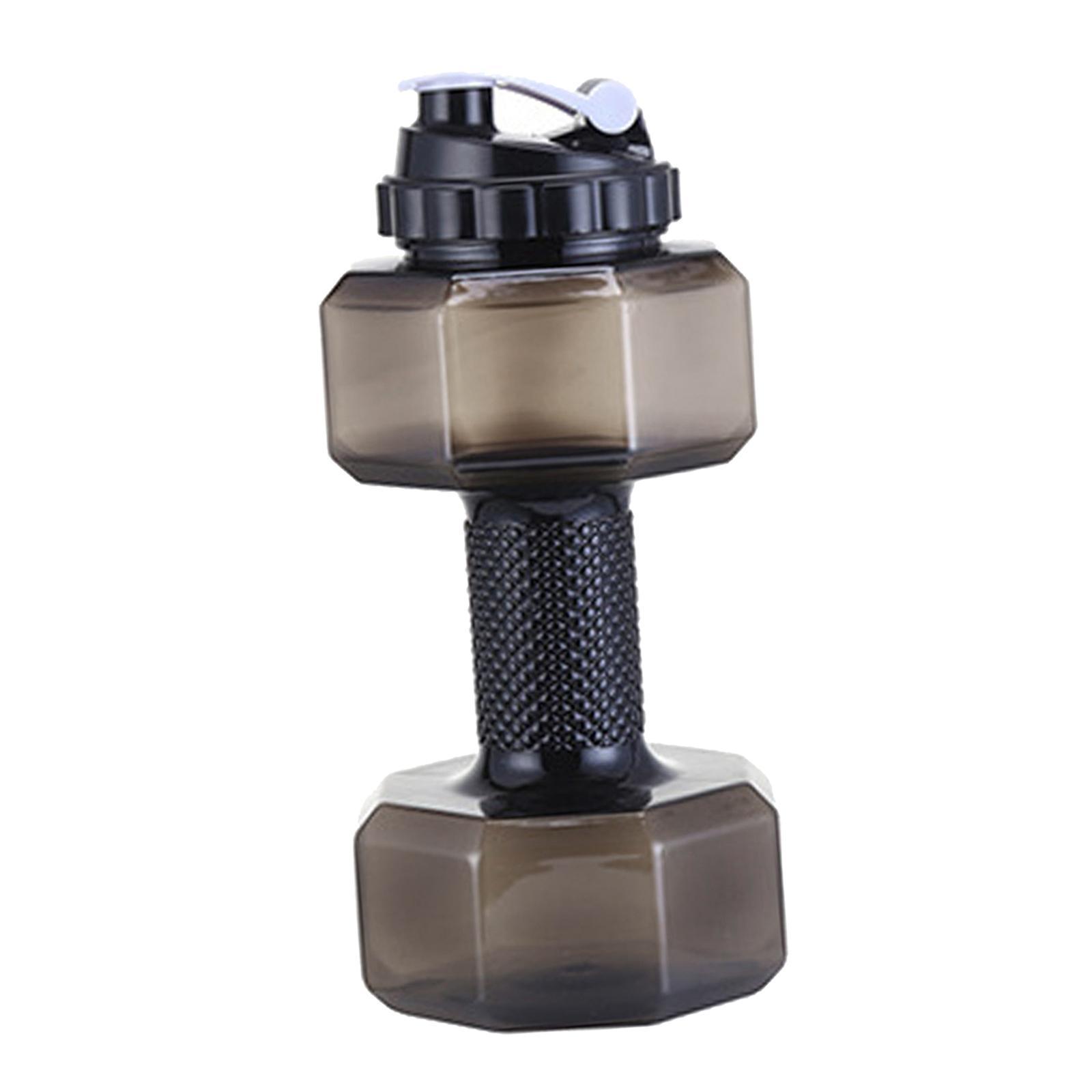 2x Big Capacity PETG Friendly Cup Dumbbell Shape Drinking Water Bottles Barbell Kettle Body Training Bottle () for Outdoor Camping Travel