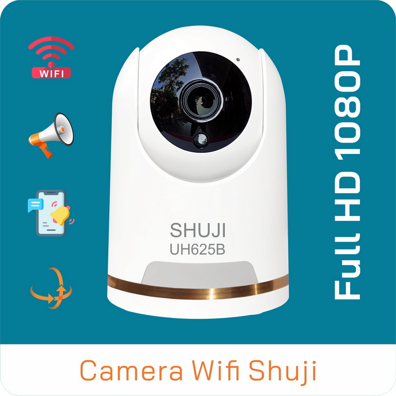 Camera Wifi không dây SHUJI UH625B - Xoay 360 độ- Báo động khi có trộm- Ghi âm và Đàm thoại 2 chiều- Hàng chính hãng được nhập khẩu chính thức bởi Cty TNHH Shuji (VN)- Bảo hành 24 tháng