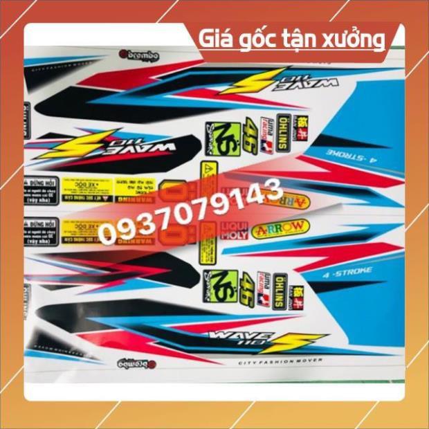 Tem rời wave S110 2017 dán xe trắng
