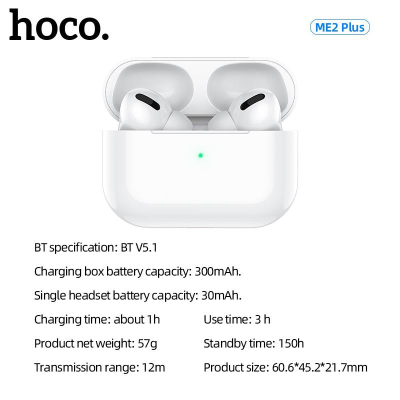 Tai Nghe True Wireless dành cho hoco ME2 Plus, Bluetooth 5.1, Cảm Ứng Thông Minh, Dải Âm Cân Bằng, Sống Động, Rõ Nét, Chân Thực - Hàng Chính Hãng