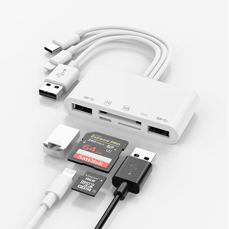 Ầu Đọc Thẻ Micro SD Đa Năng 5 Trong 1 Bộ Chuyển Đổi USB Sang Type-C ...Cho ĐIỆN THOẠI Máy Tính Xách Tay