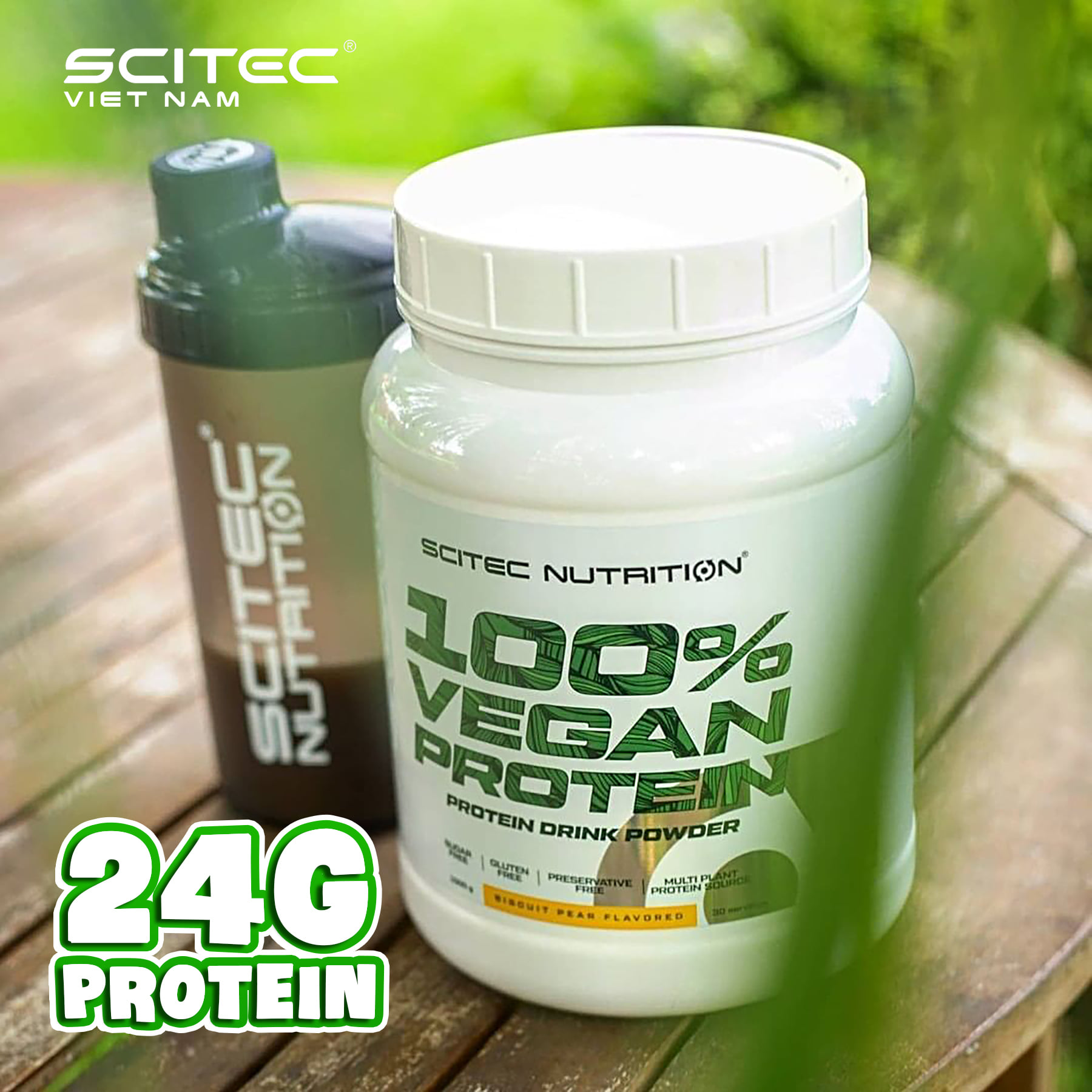 Bổ sung protein chay, tăng cơ nạc | 100% Vegan Protein hộp 1000g - 30 serving | Scitec Nutrition