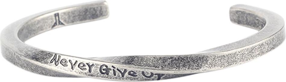 Never Give Up Twist Open Bangle Women Men Couple Jewelry