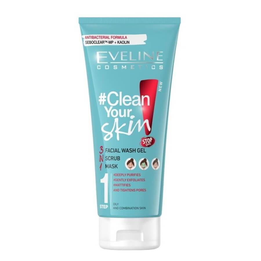 Gel rửa mặt sạch sâu ngừa mụn Eveline 3 trong 1 Clean Your Skin 200ml ( mẫu mới)