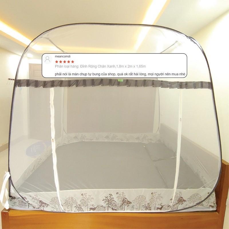 Màn chụp tự bung đỉnh vuông cao cấp Bảo An, mùng có viền chân chống muỗi cao cấp, cao 1m75