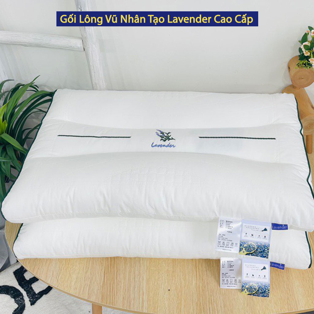 Gối Lông Vũ Nhân Tạo Lavender ANNA NGUYÊN Cao Cấp Chuẩn Khách Sạn Năm Sao