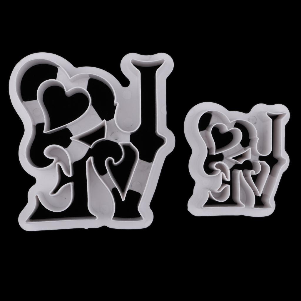 2Pcs LOVE Fondant Biscuit Mold Tool Cake Baking Vegetable Fruit Shapes