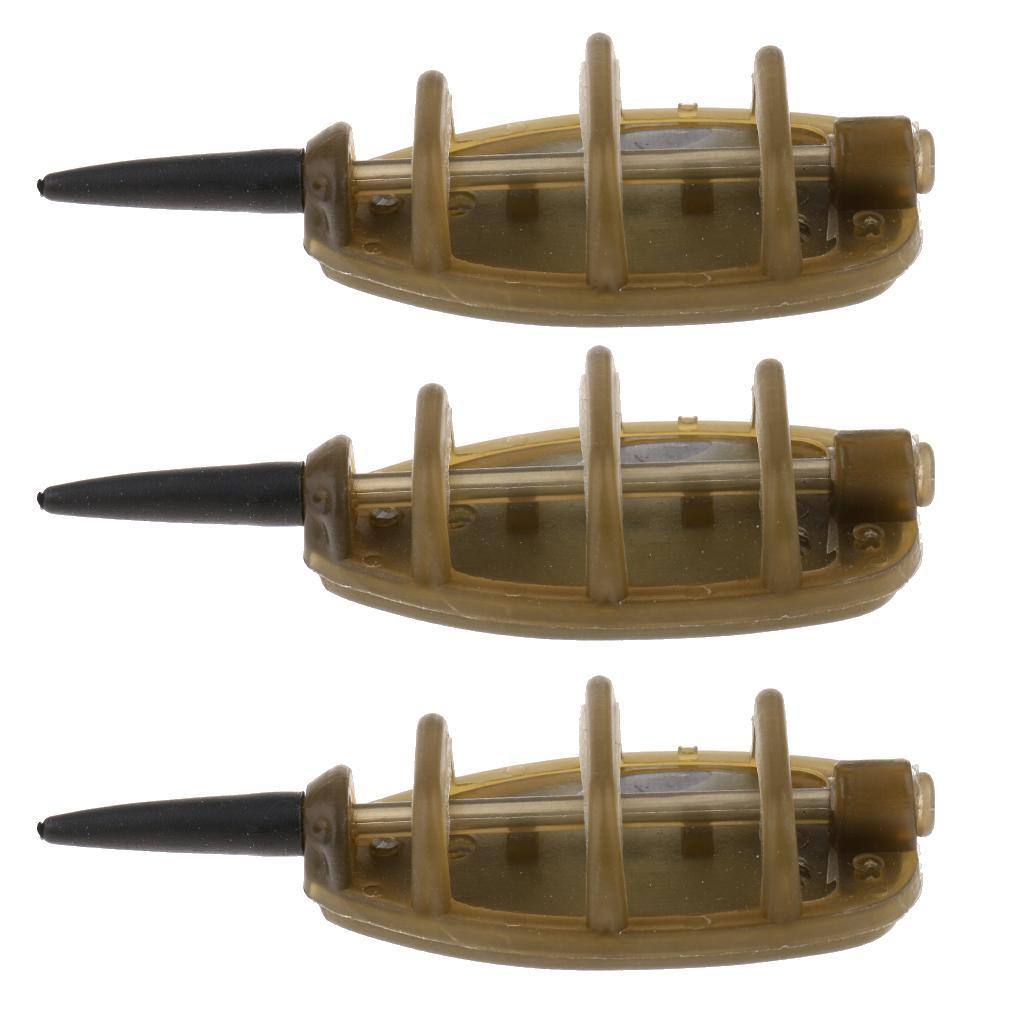 3Pcs Inline Method Feeder Set Carp Fishing Tackle Bait Cage with Lead Sinker