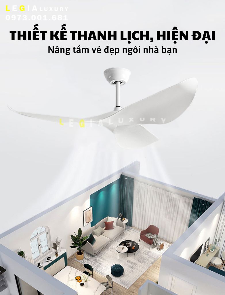 Quạt trần thiết kế hiện đại Lê Gia LGFAN742 | Quạt trần thiết kế sang trọng | Quạt trần giá rẻ cho chung cư văn phòng {Hàng Chính Hãng}