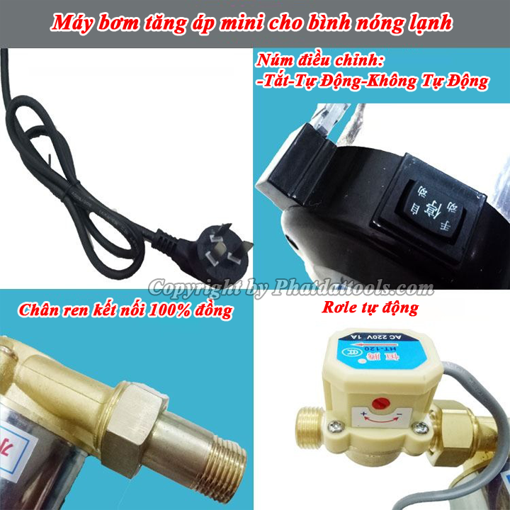 Máy bơm tăng áp cho bình nóng lạnh máy giặt - Công suất 100W