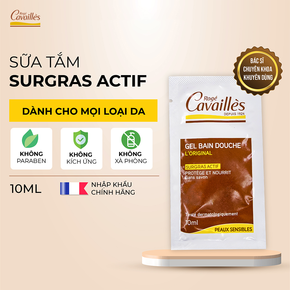 Sữa tắm Rogé Cavaillès dưỡng thể trắng da duy trì độ ẩm và làm sạch nhẹ nhàng gói 10ml