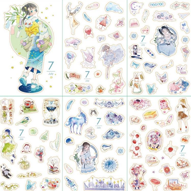 Sticker Vintage Hình Dán Cô Gái Dễ Thương Stickers Dán Trang Trí Sổ Tay Cute Bookmark Vintage Bulletjournal